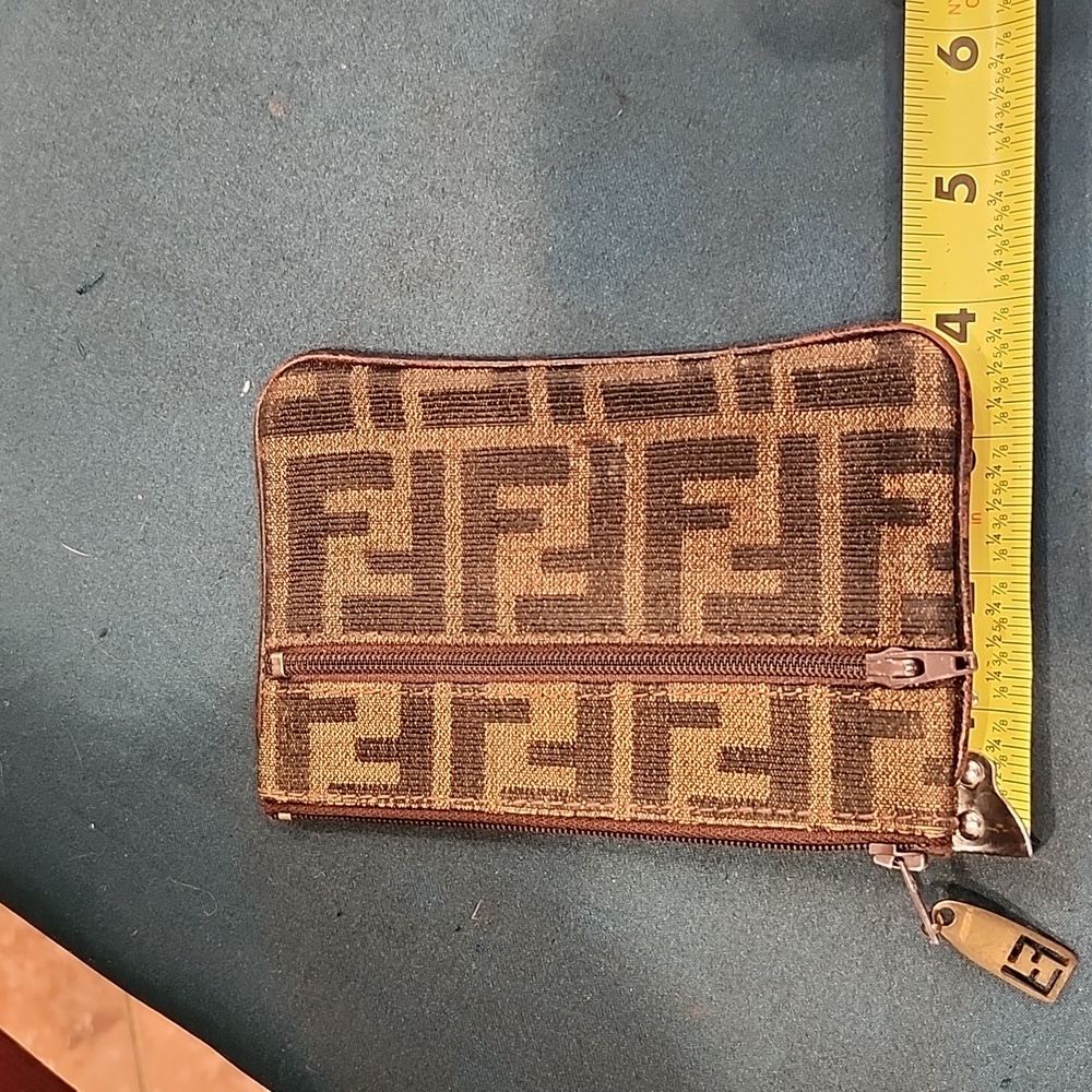 Fendi Zucca Card Holder Coin Pouch Zip Wallet Canvas Vintage - Picture 6 of 13